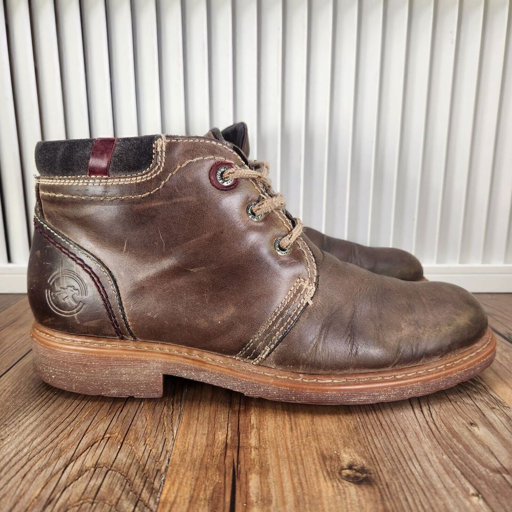 Fluchos Ankle Chukka Boots Men Sz 8 EU 41 Brown Distressed Leather Hipster Spain